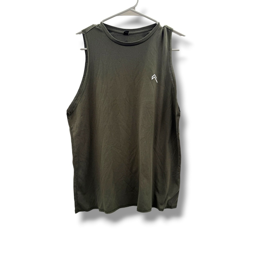 ONER‎ Active Muscle Tank Mens M Olive Green Sleeveless Gym Workout Shirt